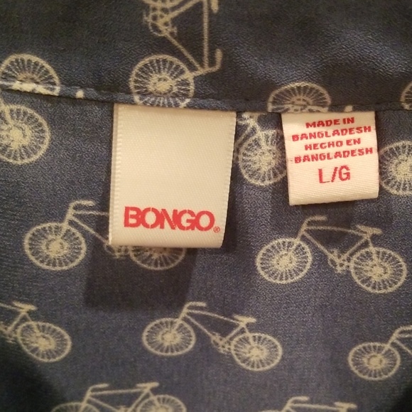 BONGO Brand L Blue/White "Bicycle" Chiffon Blouse! - Picture 2 of 8